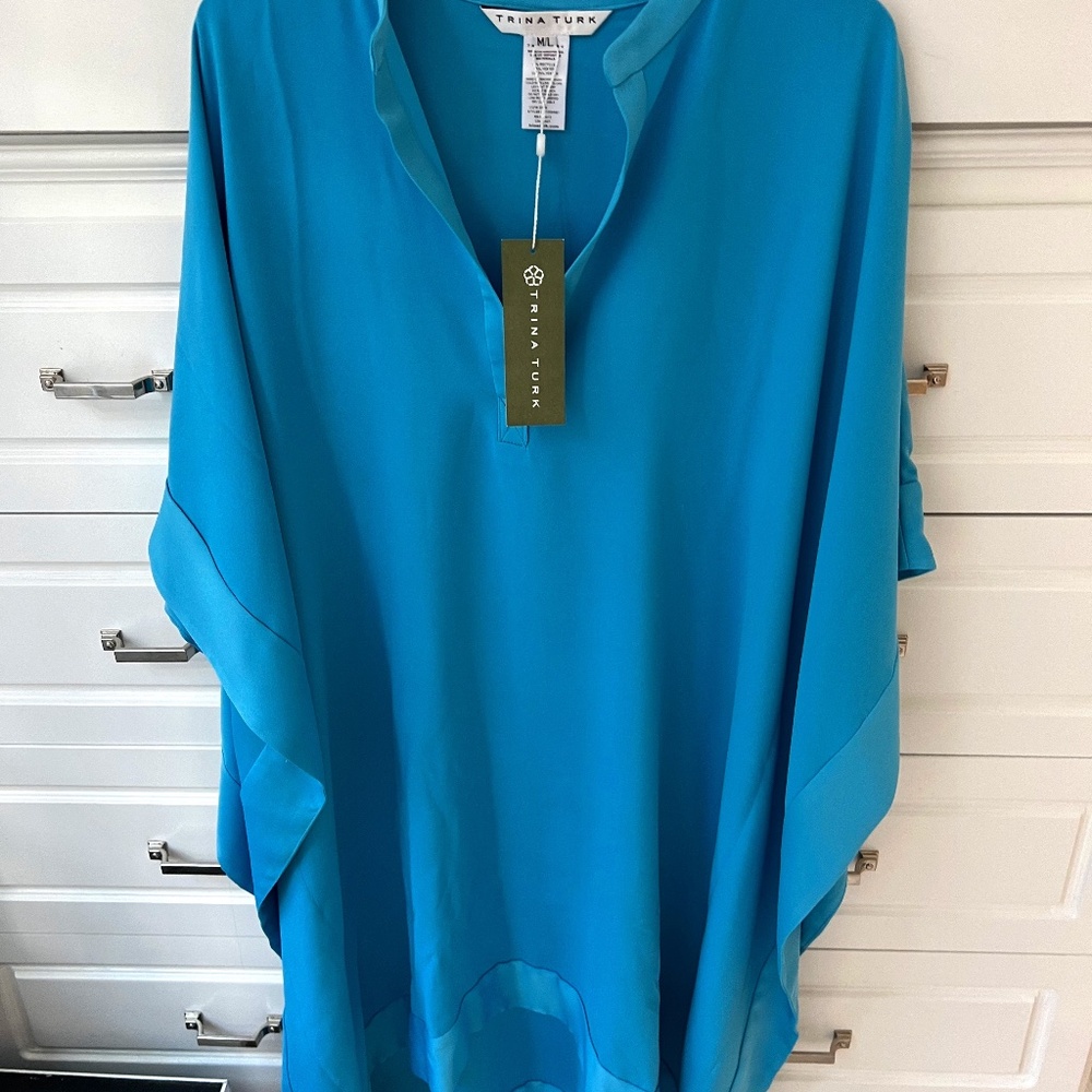 BRAND NEW! Trina Turk turquoise Silk dress